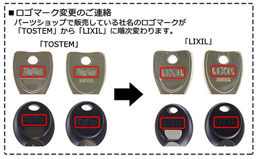 トステムからリクシルに社名変更したことで合鍵作成時のロゴ・名前が変わります。俺の合鍵では鍵・合鍵作成できるます・